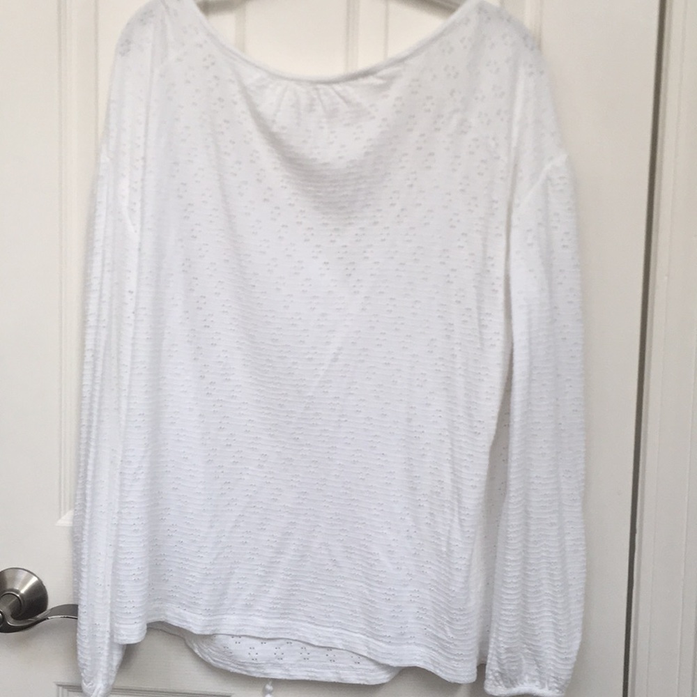 Carlson Pointelle Peasant top NWT size M in white - Picture 5 of 6